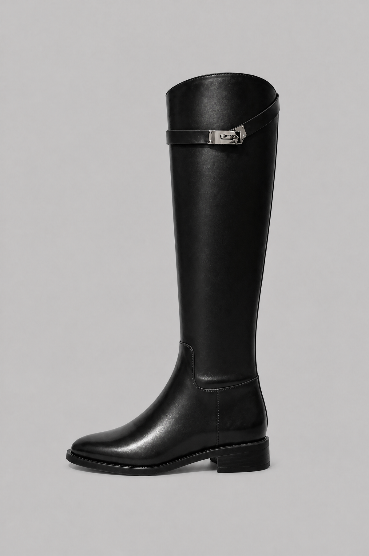 Knee High Riding Boots with Turn Lock Strap Noor Laurent
