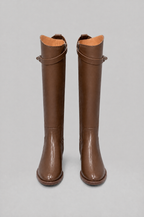 Knee High Riding Boots with Turn Lock Strap Noor Laurent