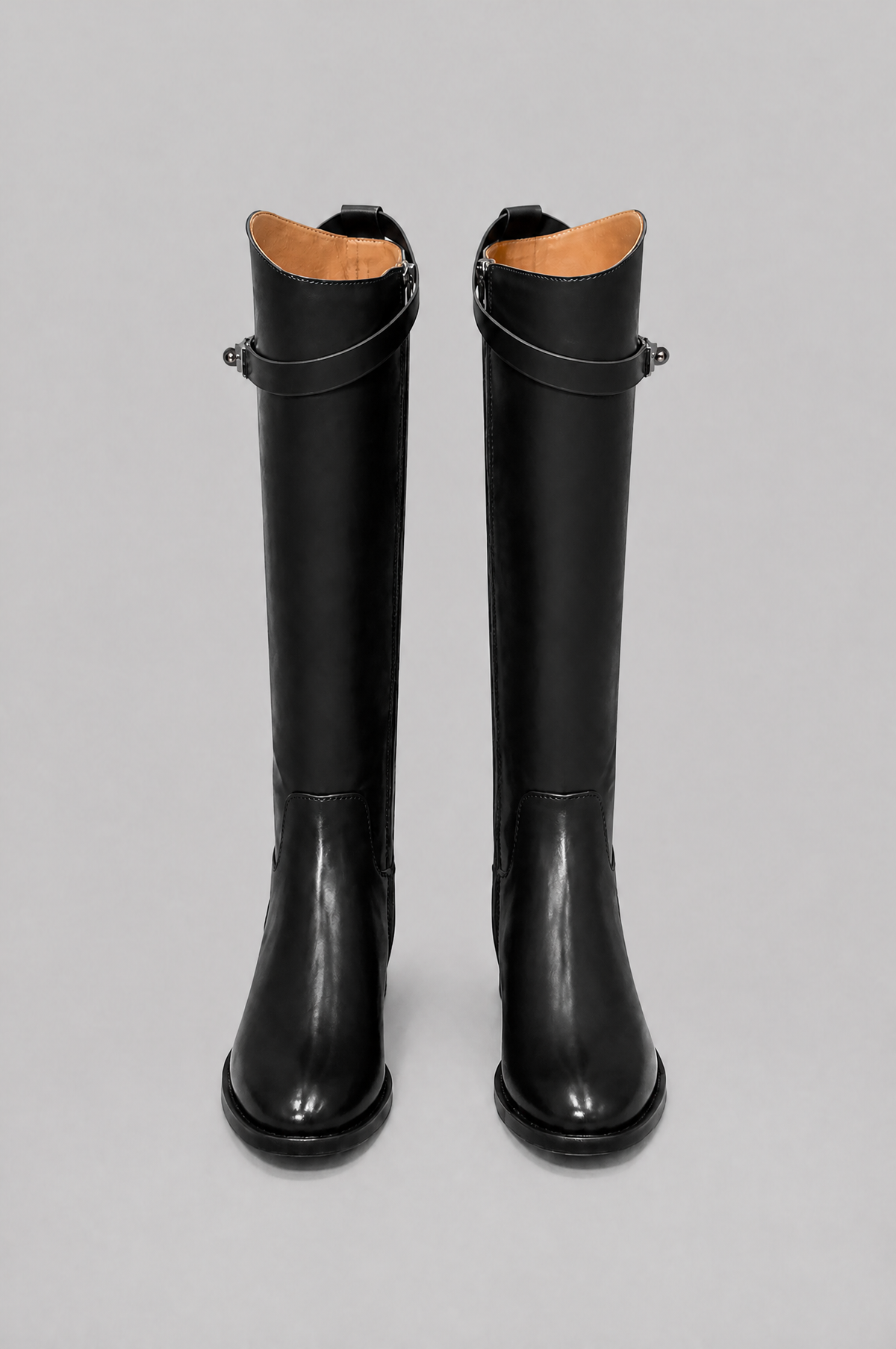 Knee High Riding Boots with Turn Lock Strap Noor Laurent