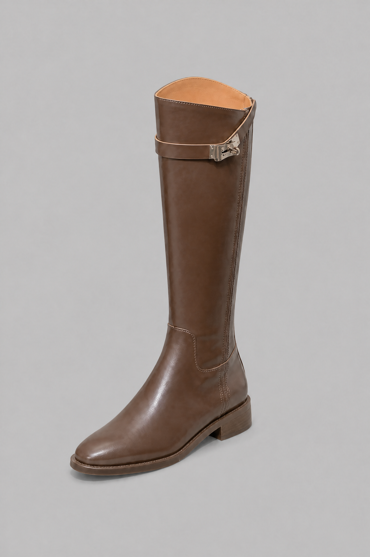 Knee High Riding Boots with Turn Lock Strap Noor Laurent