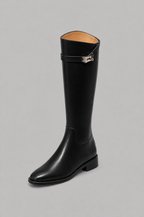 Knee High Riding Boots with Turn Lock Strap Noor Laurent