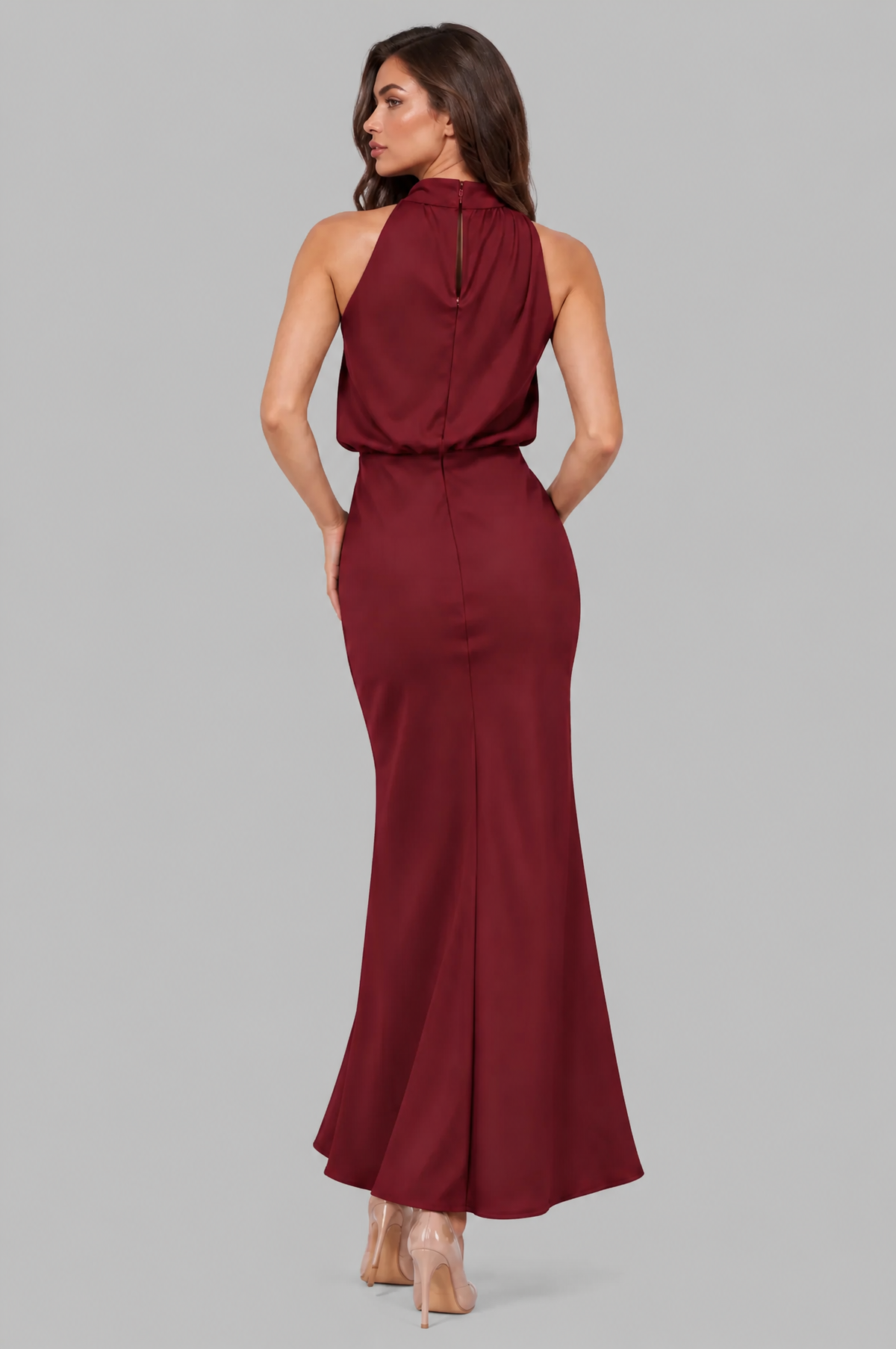 Halter Neck Maxi Dress with Fishtail Hem Audrey Calvero