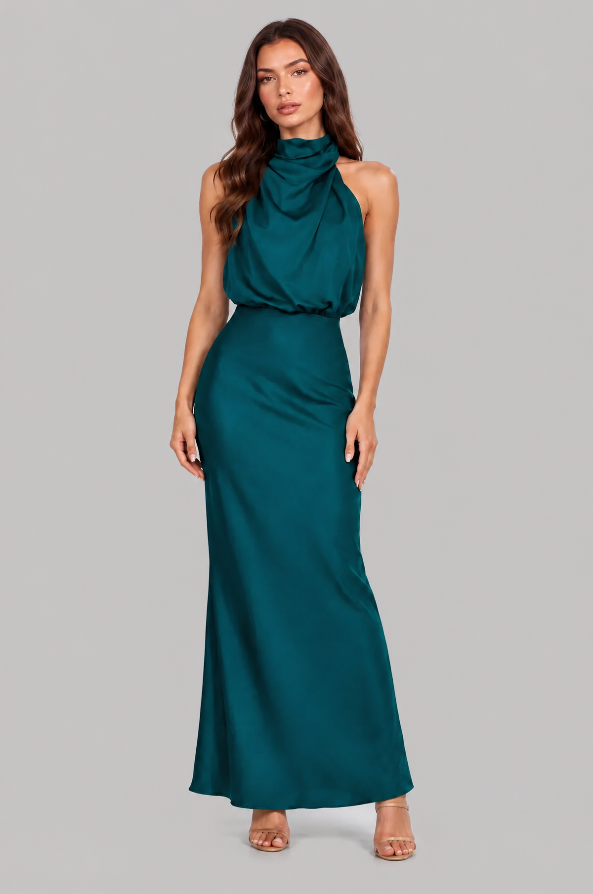 Halter Neck Maxi Dress with Fishtail Hem Audrey Calvero