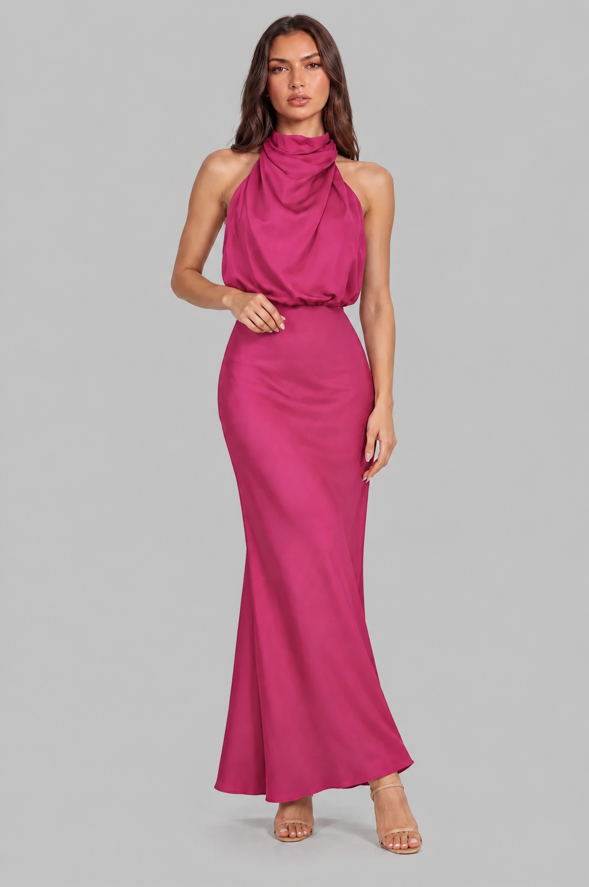 Halter Neck Maxi Dress with Fishtail Hem Audrey Calvero