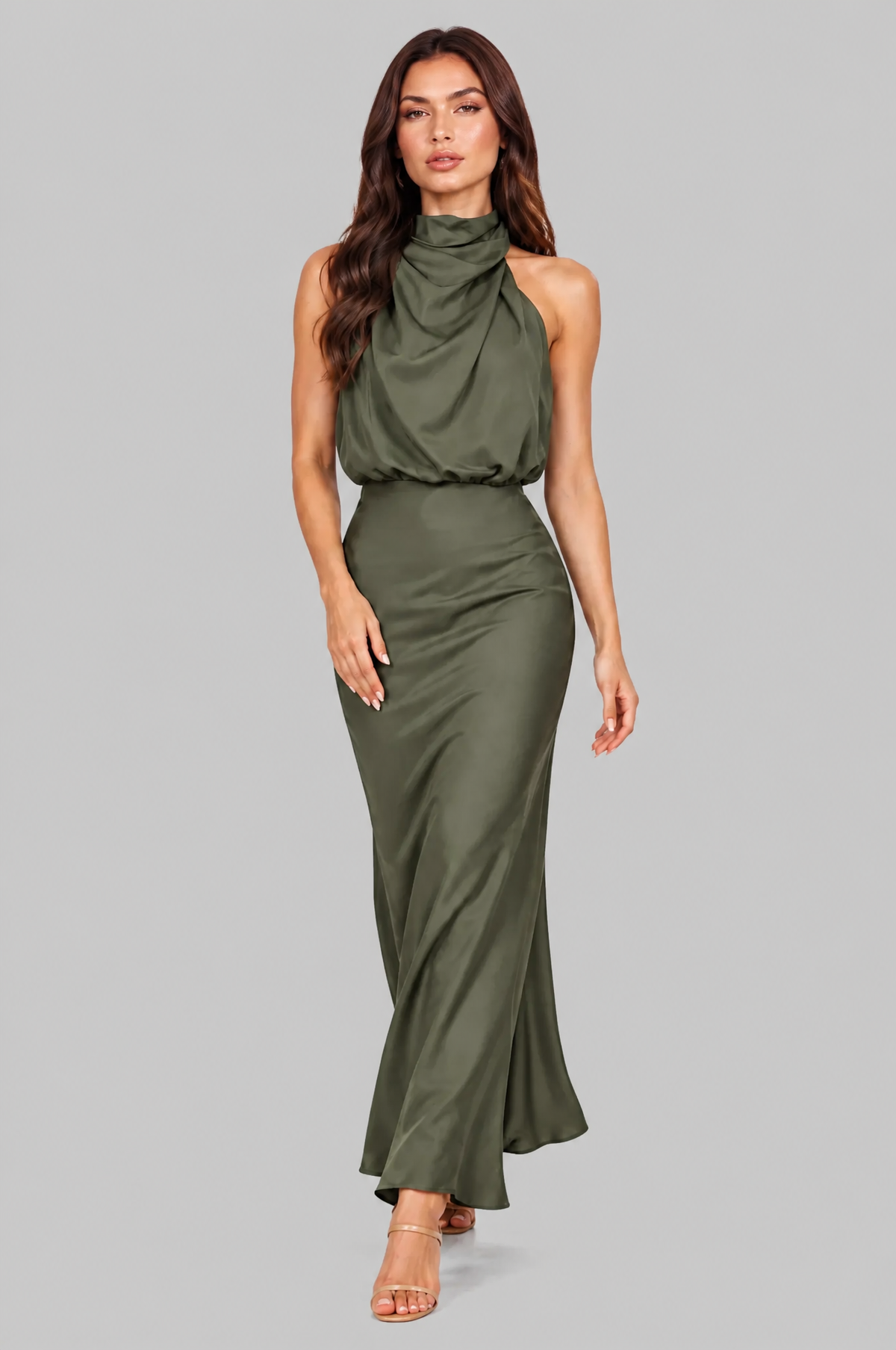 Halter Neck Maxi Dress with Fishtail Hem Audrey Calvero