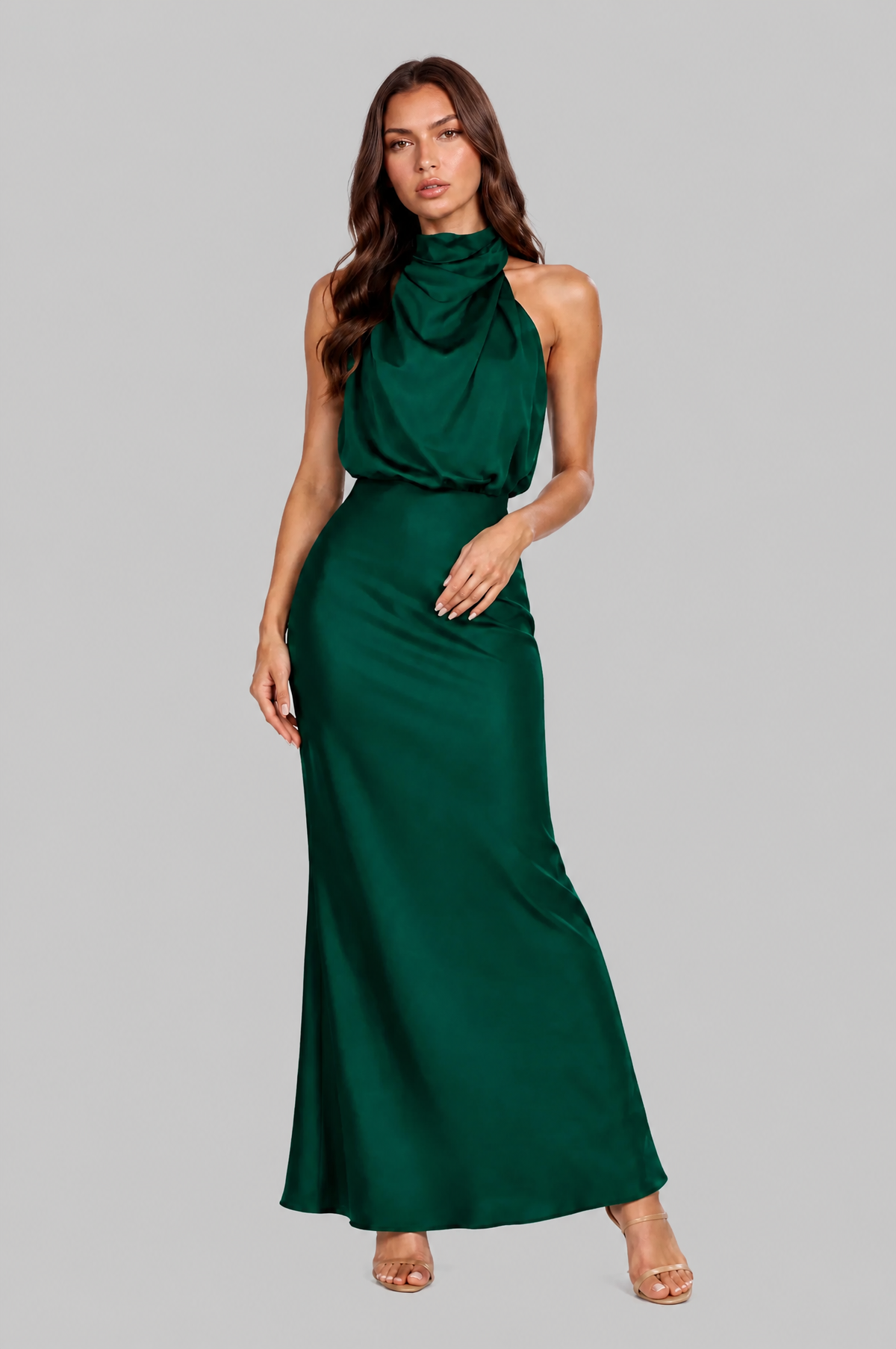 Halter Neck Maxi Dress with Fishtail Hem Audrey Calvero