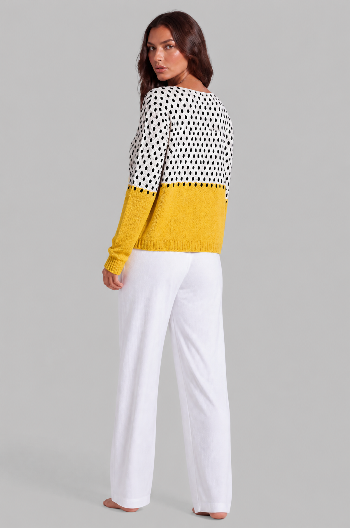 Polka Dot Colour Block Cardigan Audrey Calvero