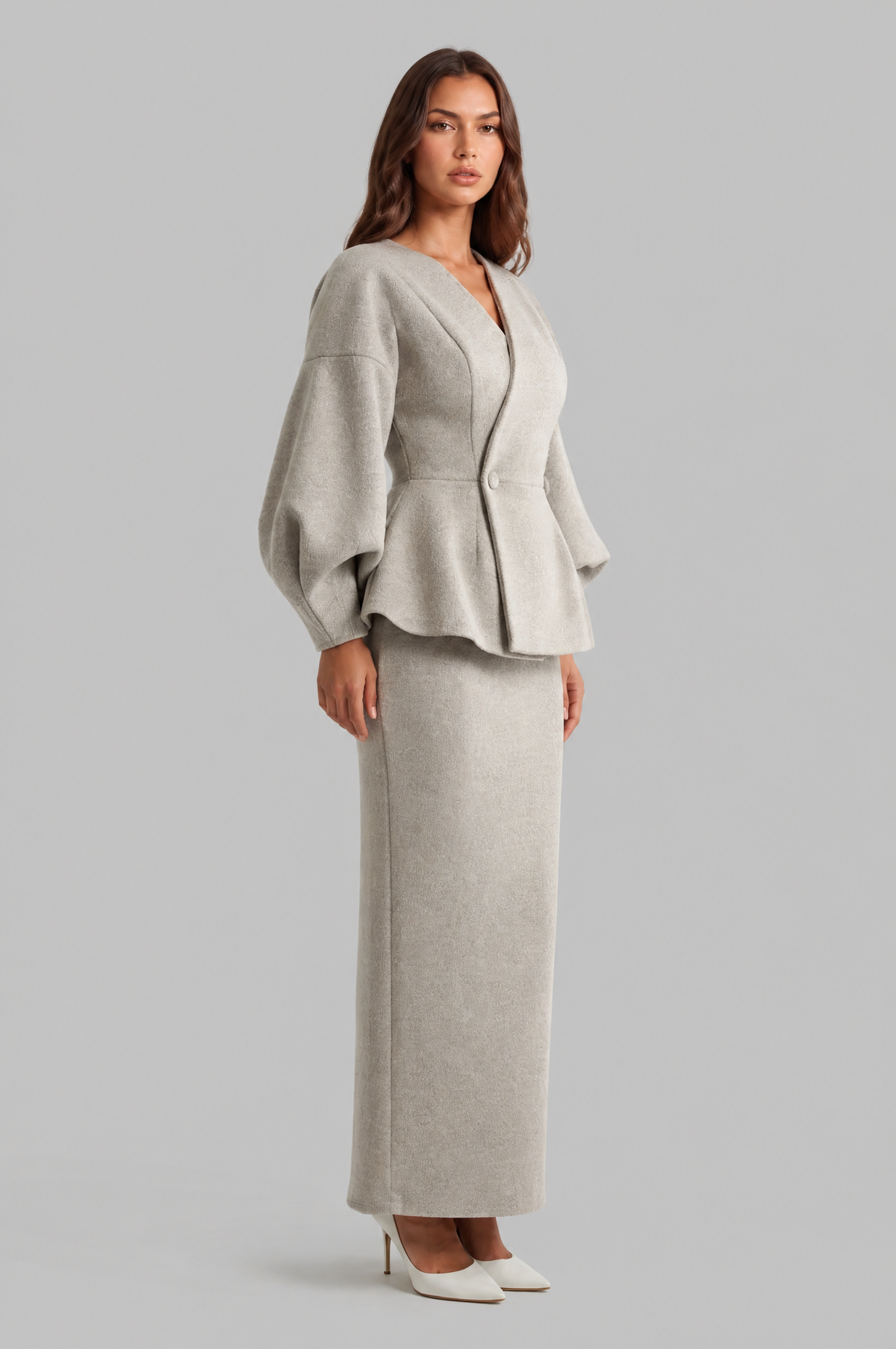 Peplum Blazer & Maxi Skirt Co-Ord Set Noor Laurent
