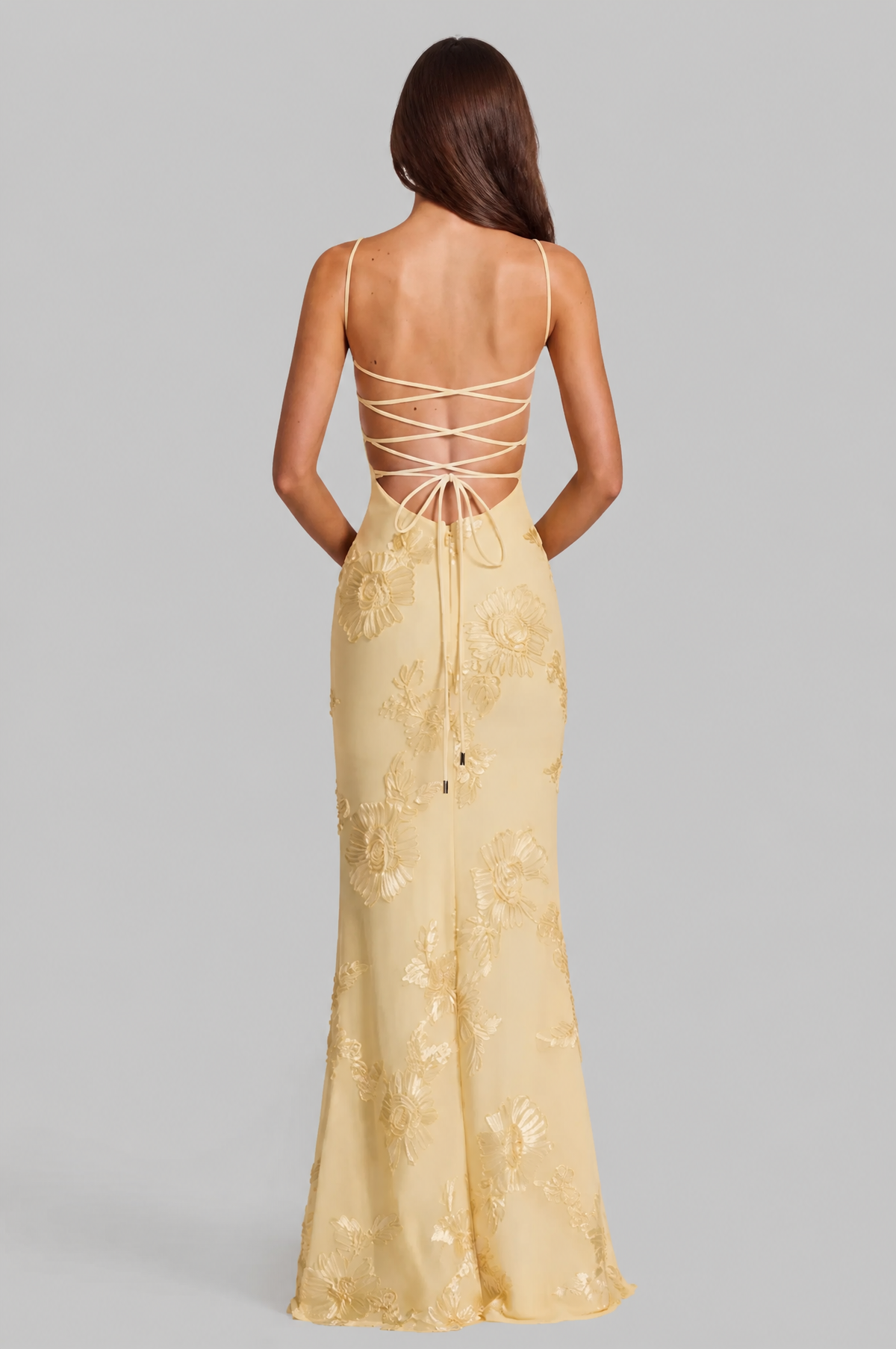 Floral Appliqué Corset Maxi Dress Audrey Calvero
