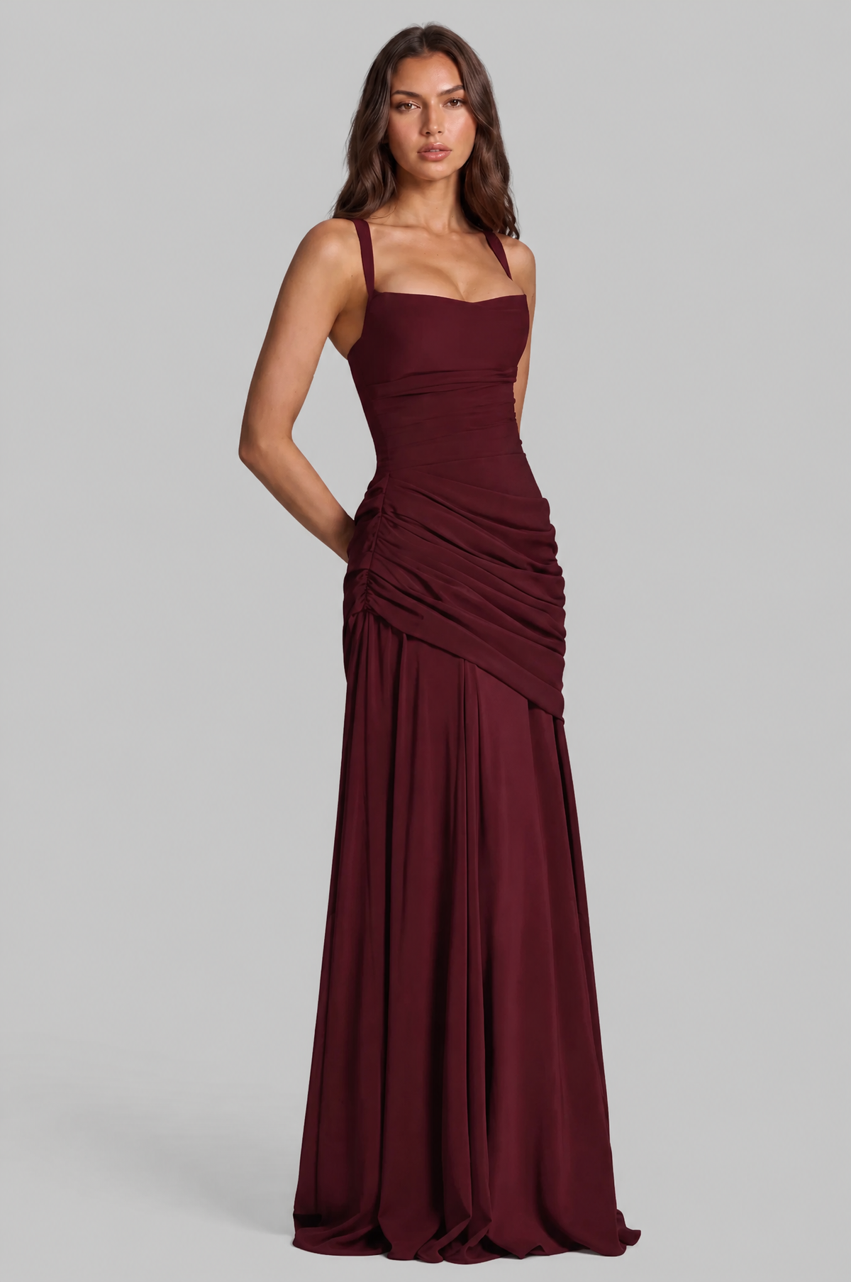 Corset Maxi Dress with Draped Hip Audrey Calvero
