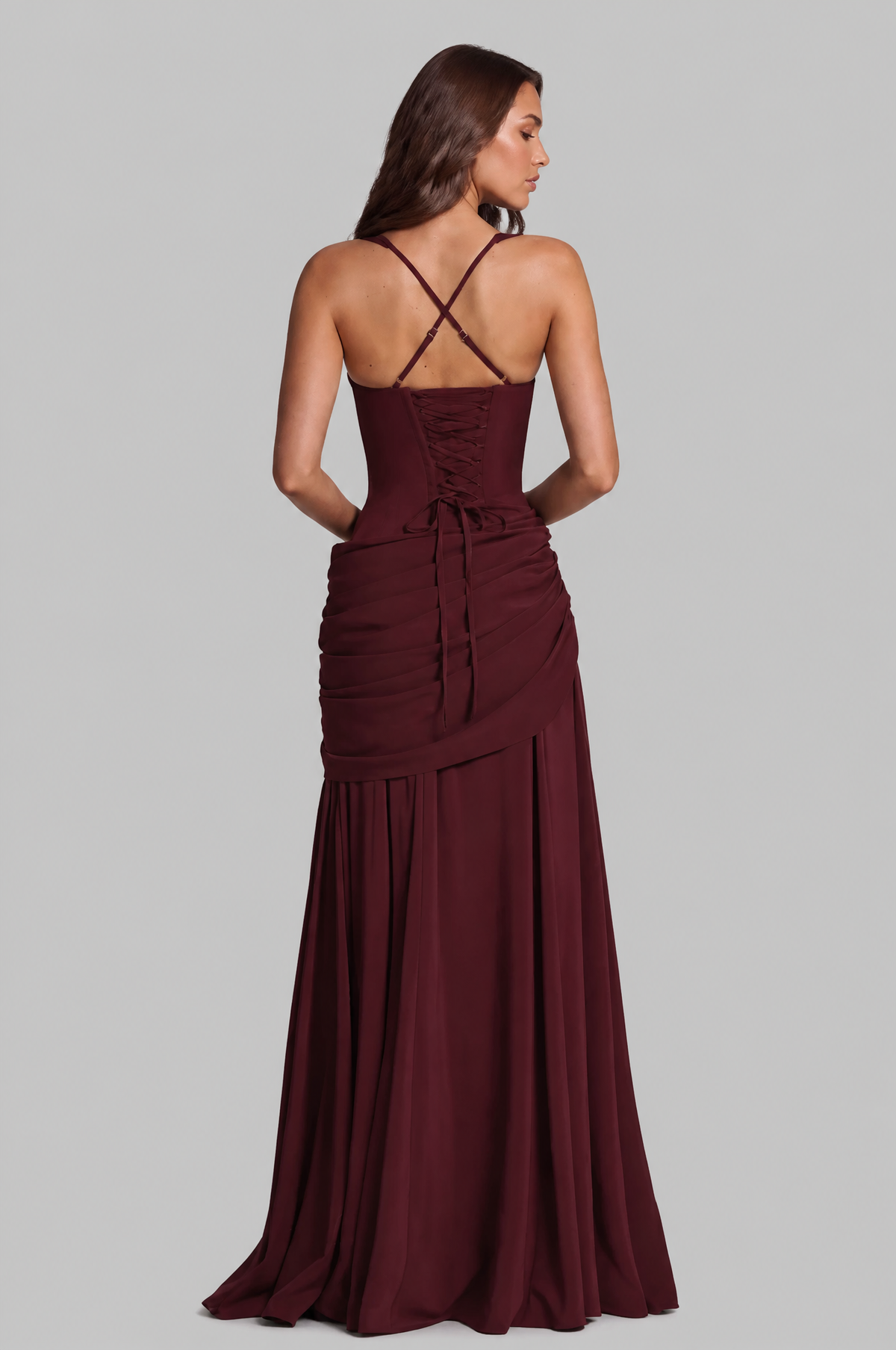 Corset Maxi Dress with Draped Hip Audrey Calvero