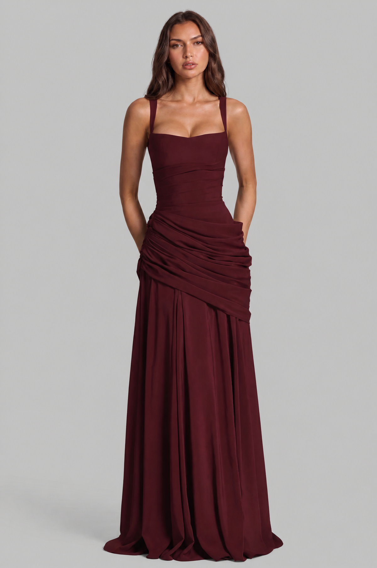 Corset Maxi Dress with Draped Hip Audrey Calvero