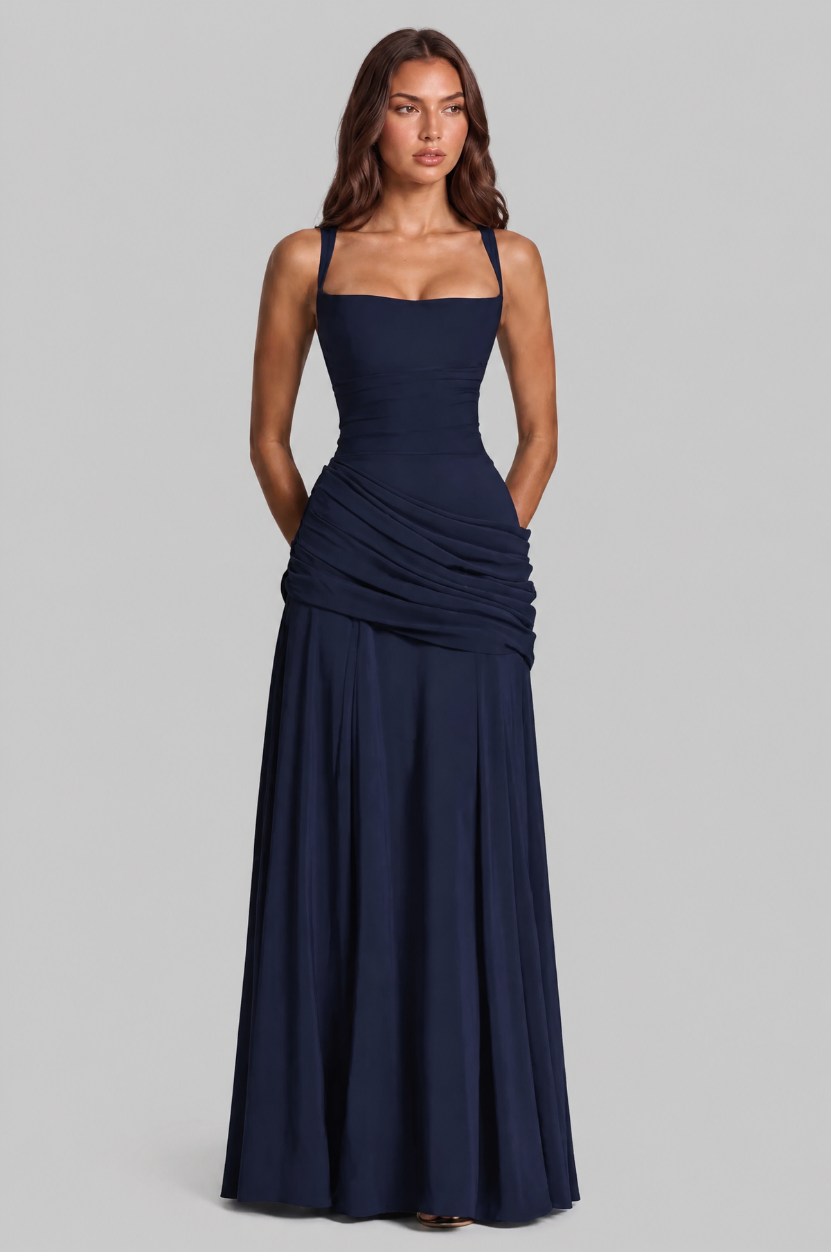 Corset Maxi Dress with Draped Hip Audrey Calvero
