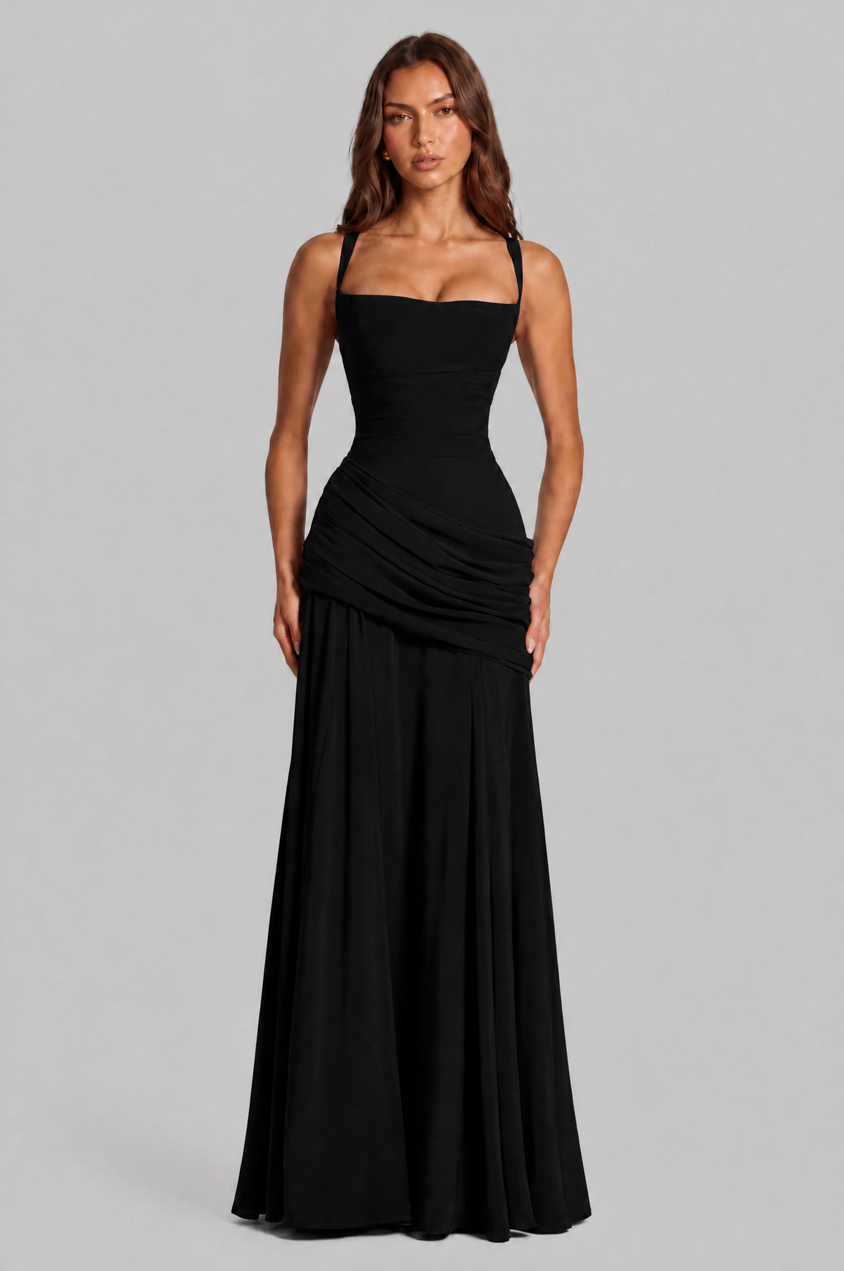 Corset Maxi Dress with Draped Hip Audrey Calvero