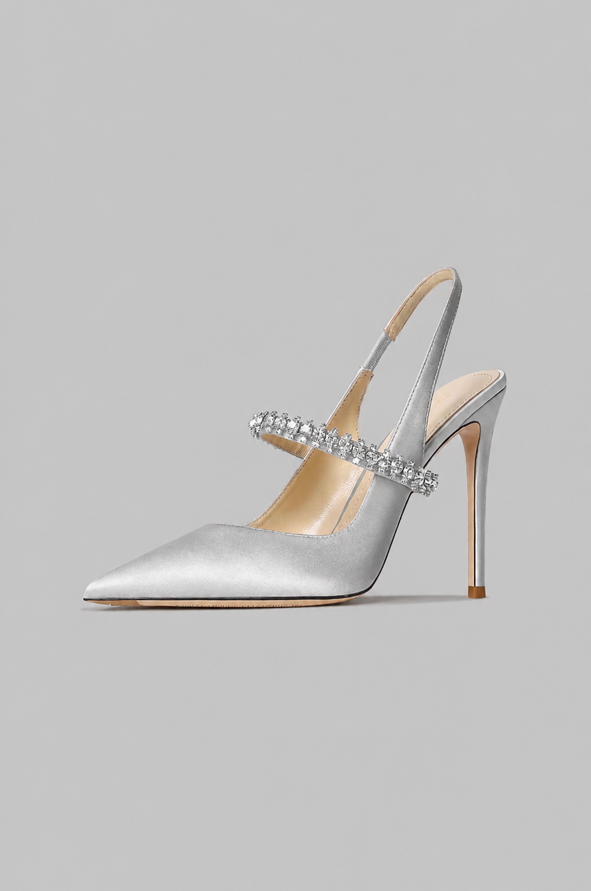 Satin Slingback Stilettos with Crystal Strap Noor Laurent