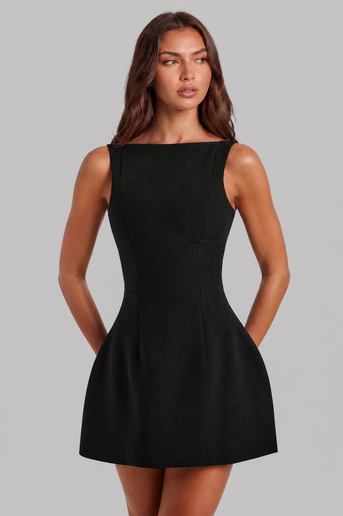 A Line Mini Dress with Open Back Noor Laurent