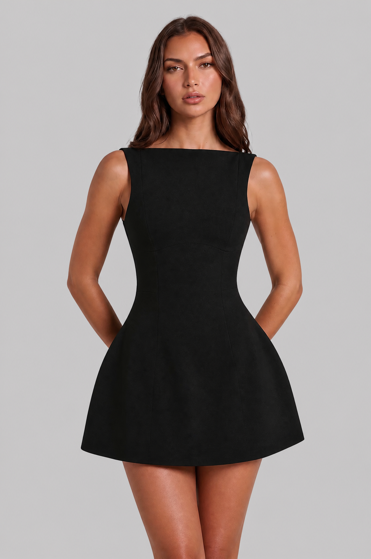 A Line Mini Dress with Open Back Noor Laurent