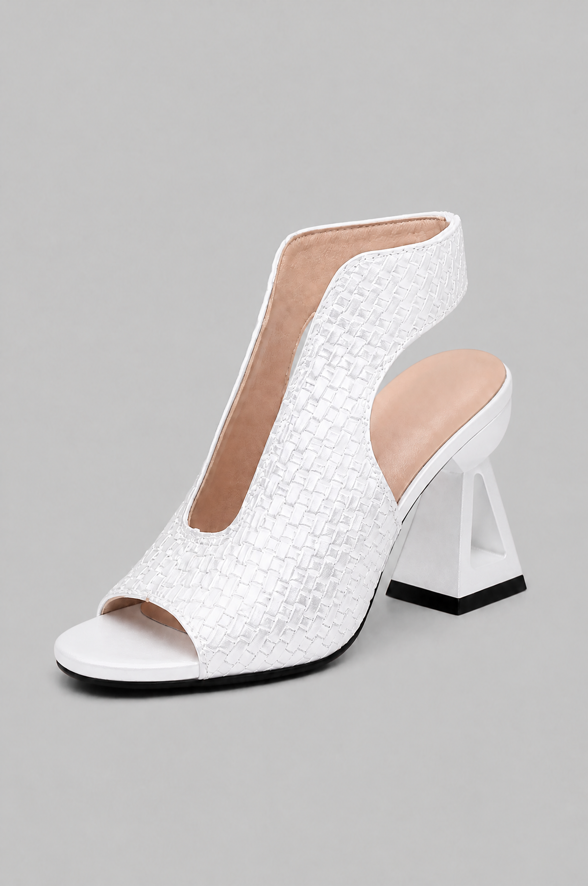 Woven Peep Toe Slingback Heels Noor Laurent