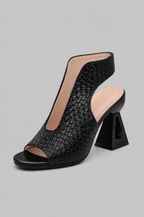 Woven Peep Toe Slingback Heels Noor Laurent