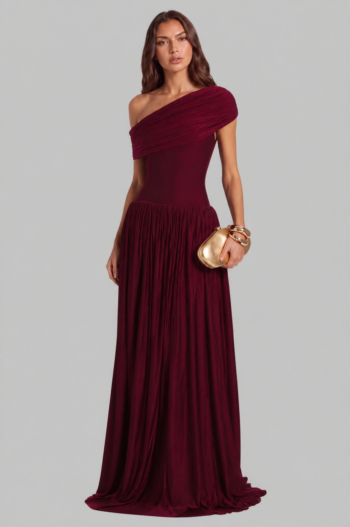 One Shoulder Maxi Dress with Drop Waist Audrey Calvero