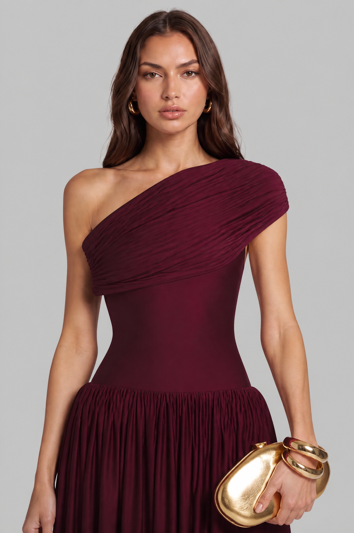 One Shoulder Maxi Dress with Drop Waist Audrey Calvero