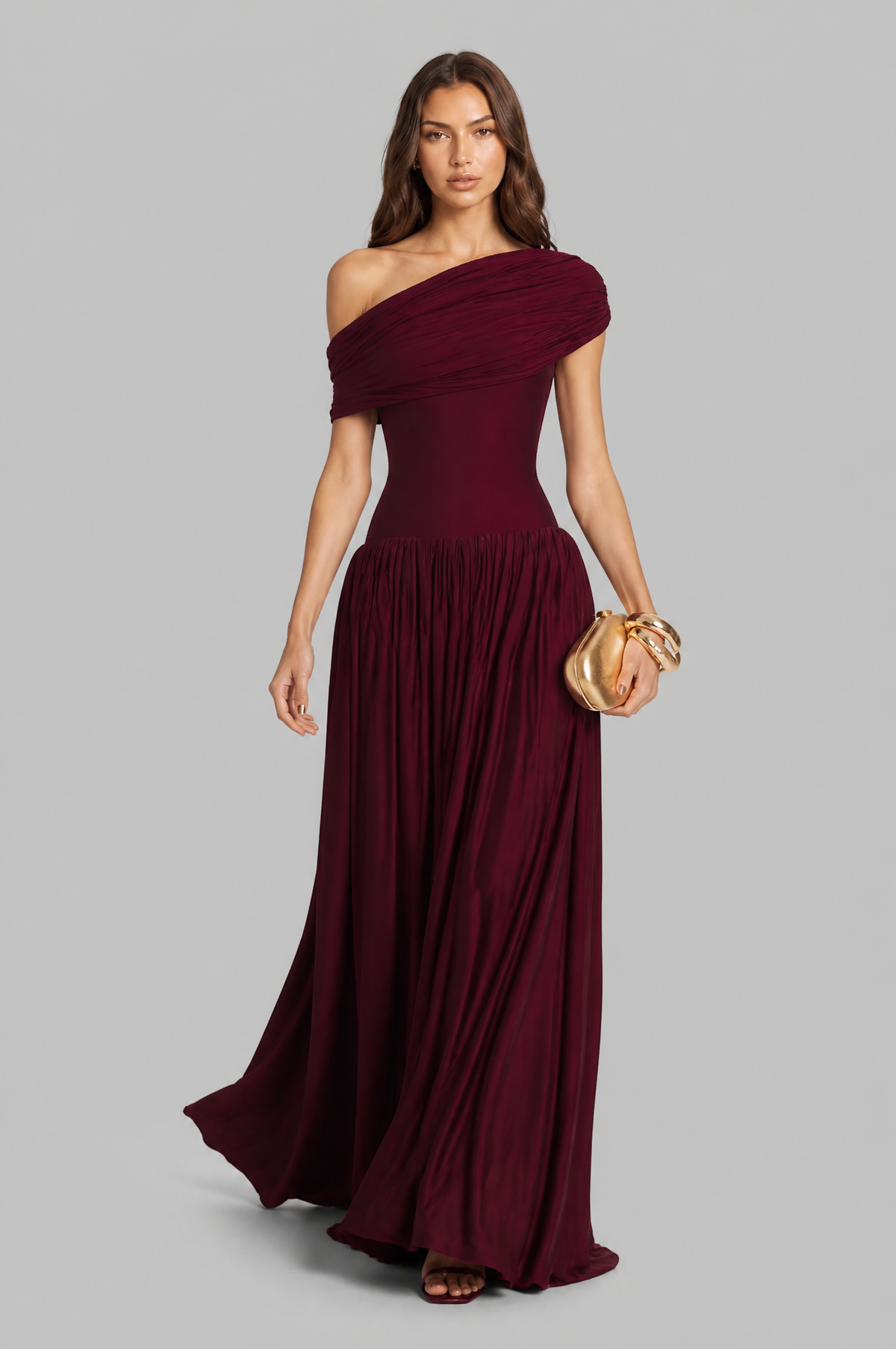One Shoulder Maxi Dress with Drop Waist Audrey Calvero