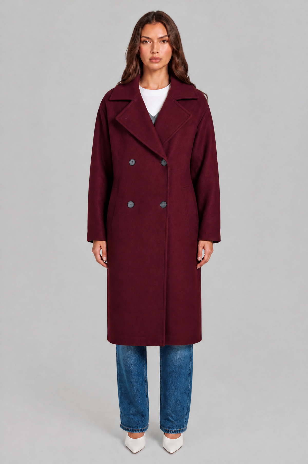 Oversized Double Breasted Long Wool Coat Audrey Calvero