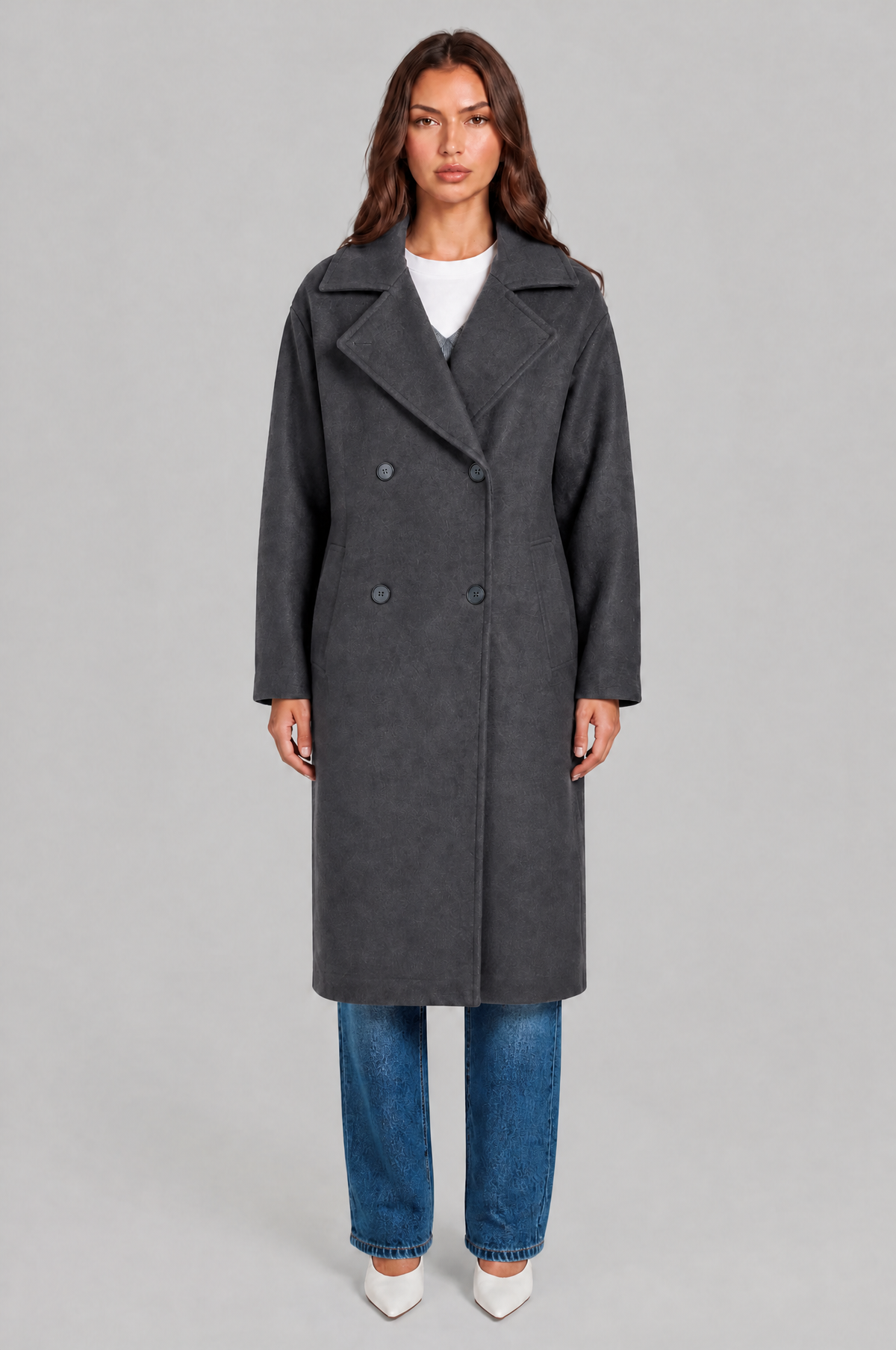 Oversized Double Breasted Long Wool Coat Audrey Calvero