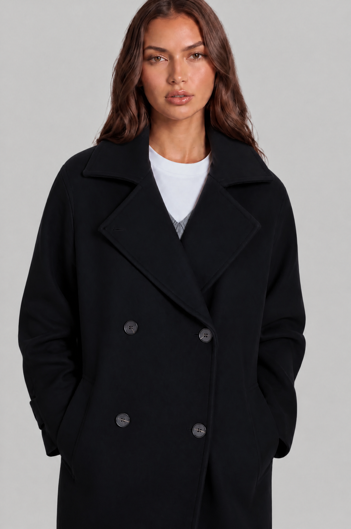Oversized Double Breasted Long Wool Coat Audrey Calvero