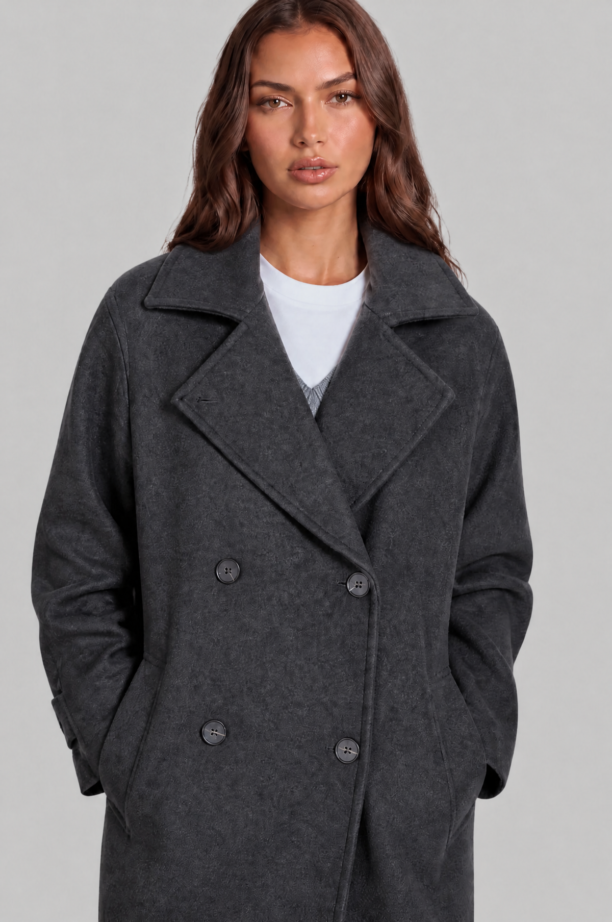 Oversized Double Breasted Long Wool Coat Audrey Calvero