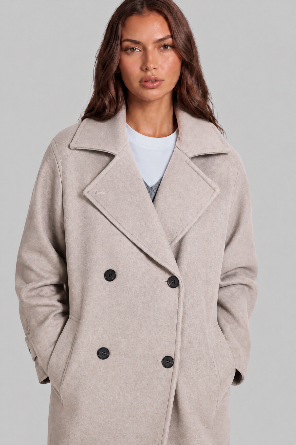 Oversized Double Breasted Long Wool Coat Audrey Calvero