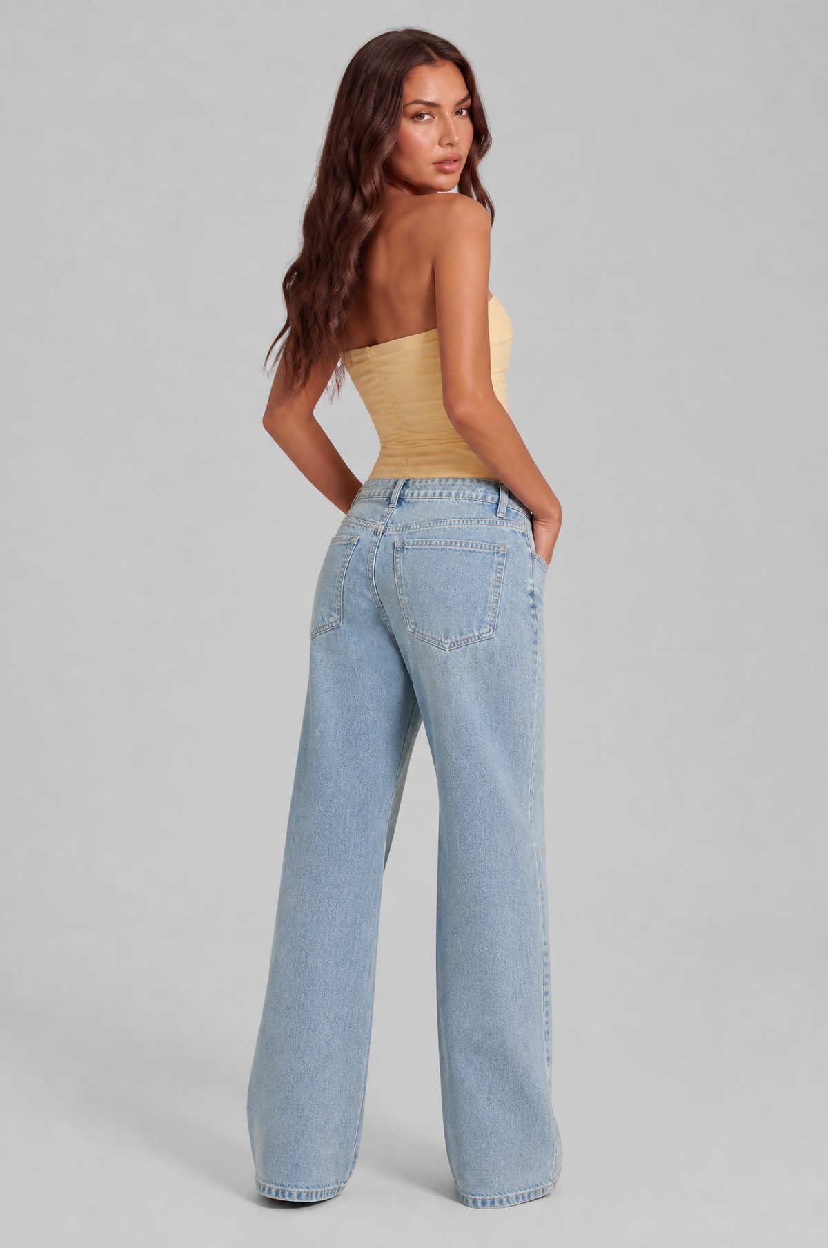 Wide Leg Jeans with Rhinestone Wings Audrey Calvero