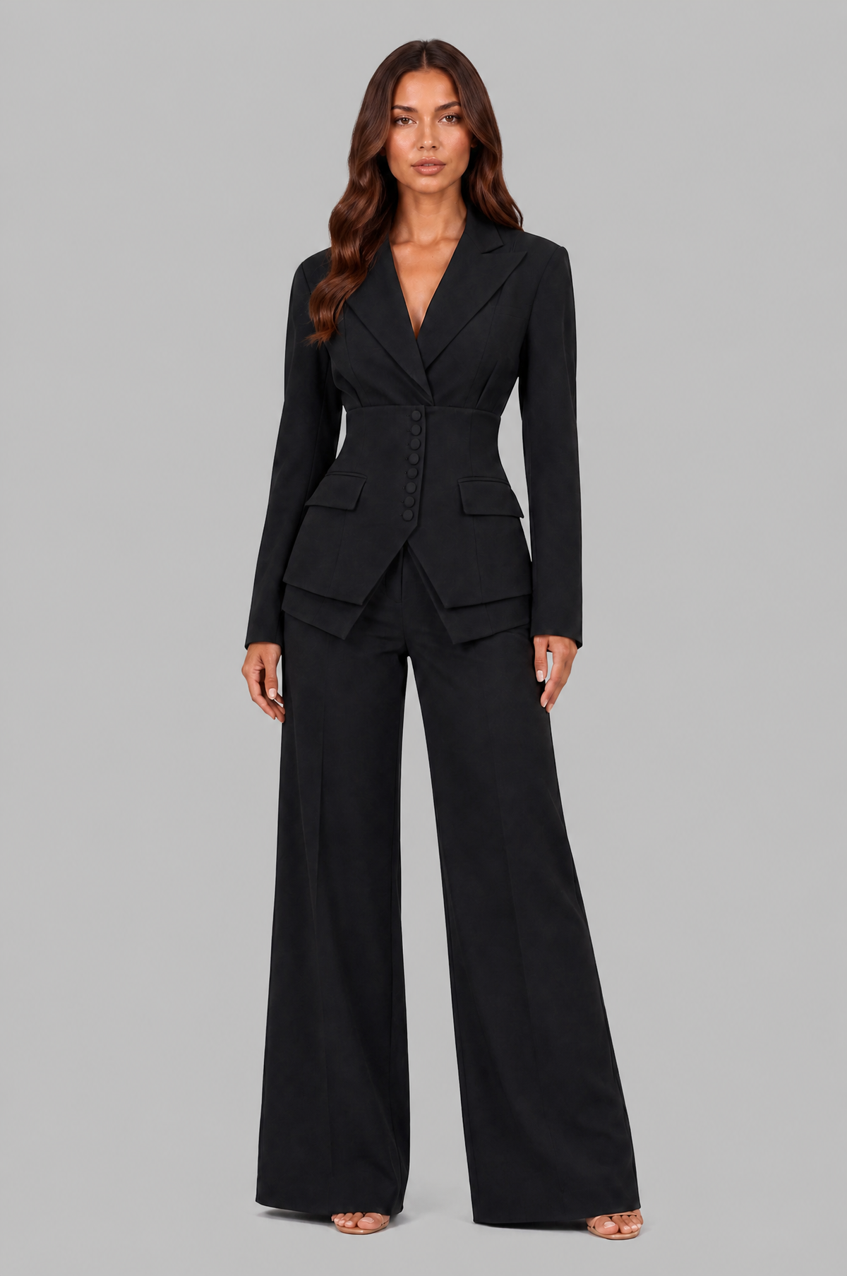Corset Blazer & Wide Leg Trouser Suit Set Noor Laurent