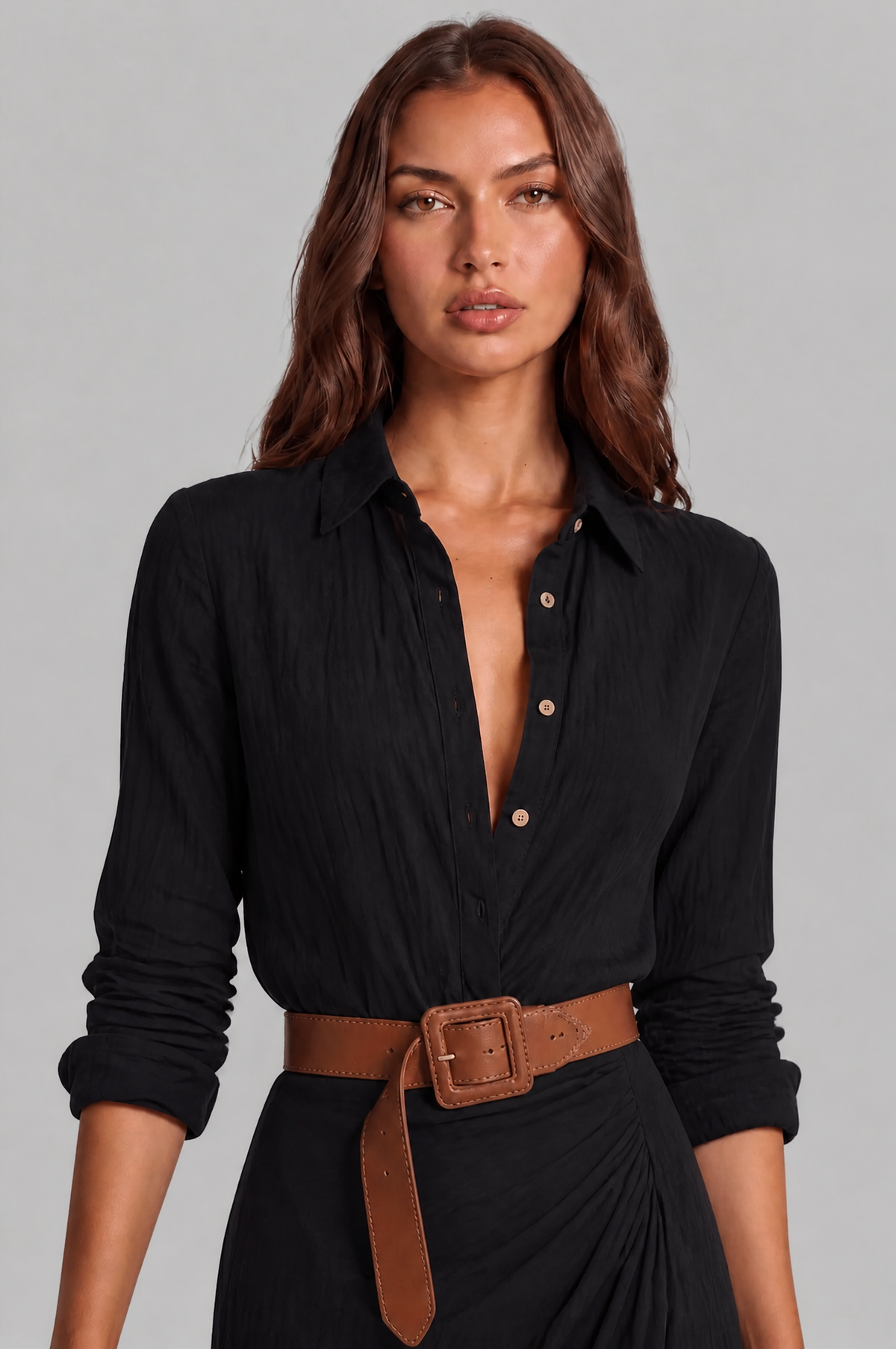 Shirt Maxi Dress with Belt Audrey Calvero