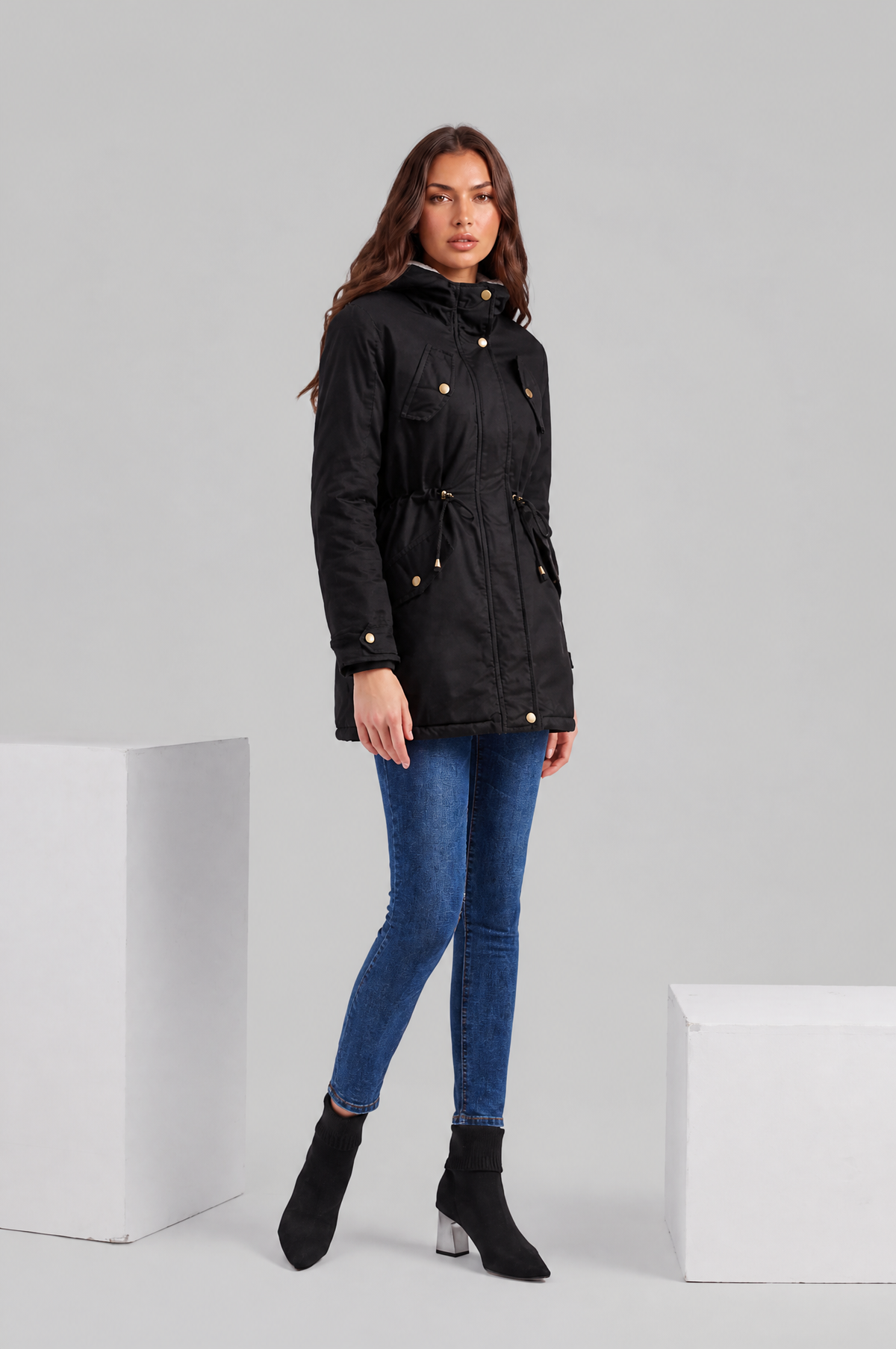 Hooded Winter Parka with Teddy Lining Audrey Calvero