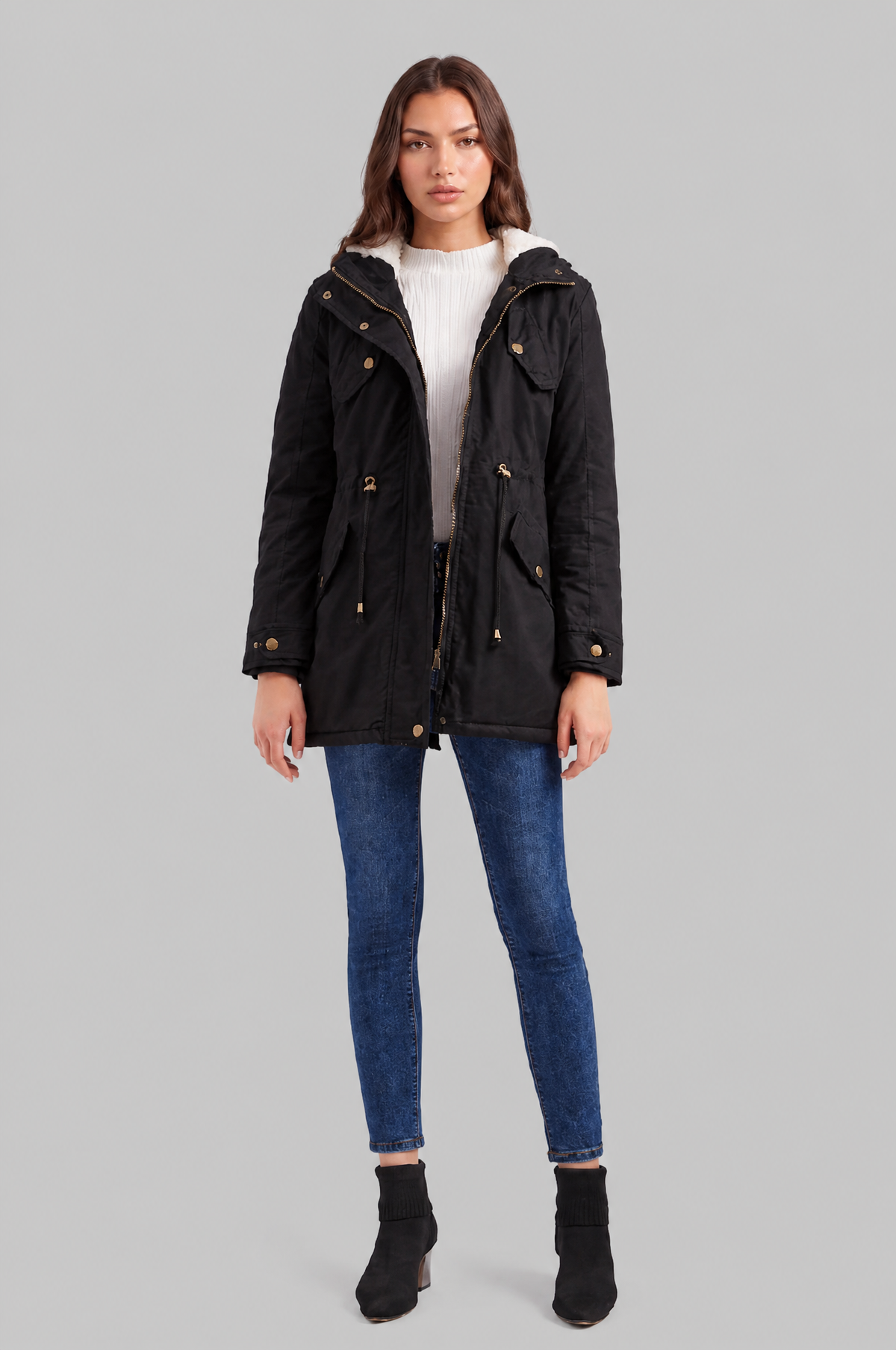 Hooded Winter Parka with Teddy Lining Audrey Calvero