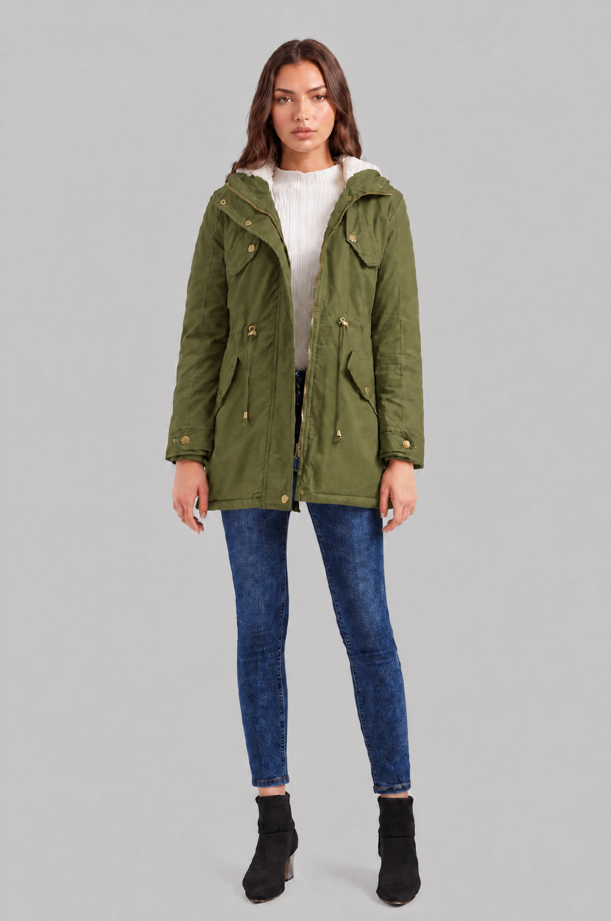Hooded Winter Parka with Teddy Lining Audrey Calvero