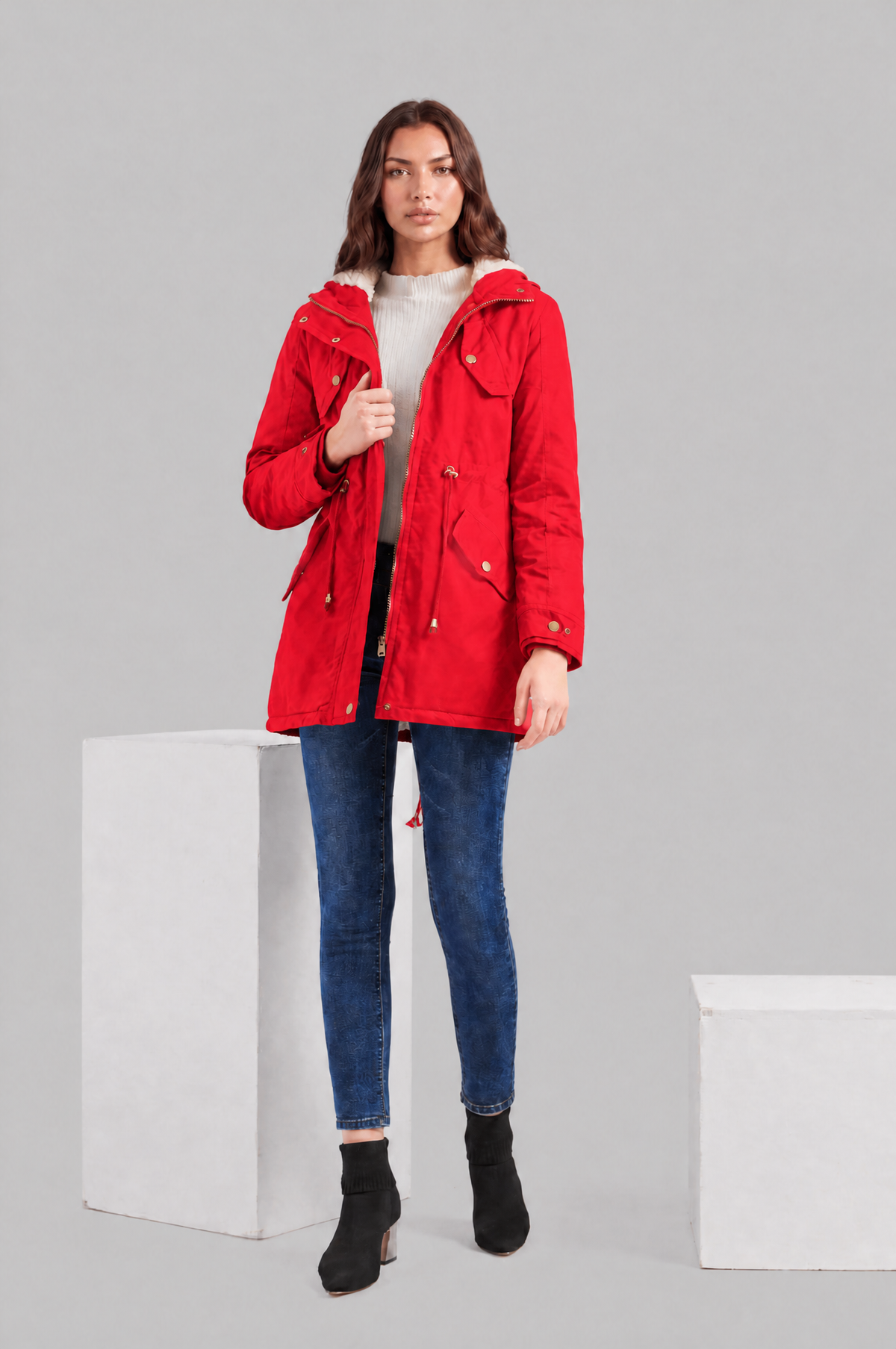 Hooded Winter Parka with Teddy Lining Audrey Calvero