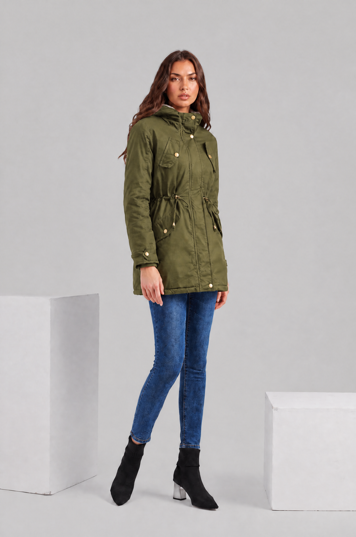 Hooded Winter Parka with Teddy Lining Audrey Calvero