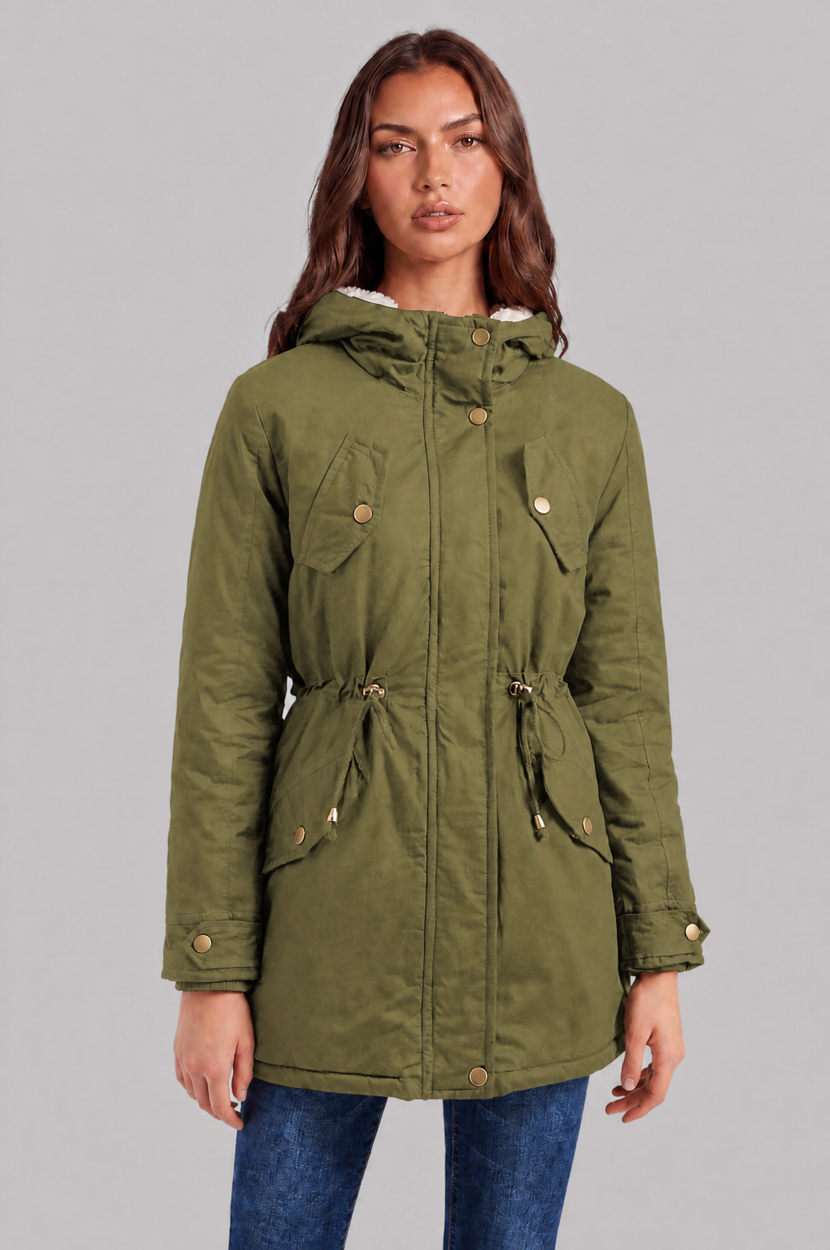 Hooded Winter Parka with Teddy Lining Audrey Calvero