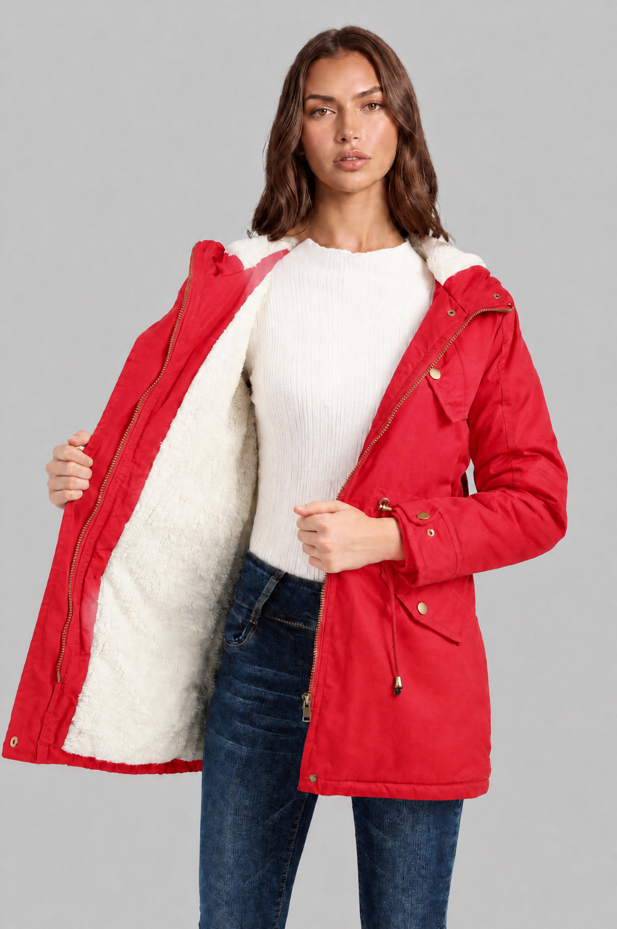 Hooded Winter Parka with Teddy Lining Audrey Calvero