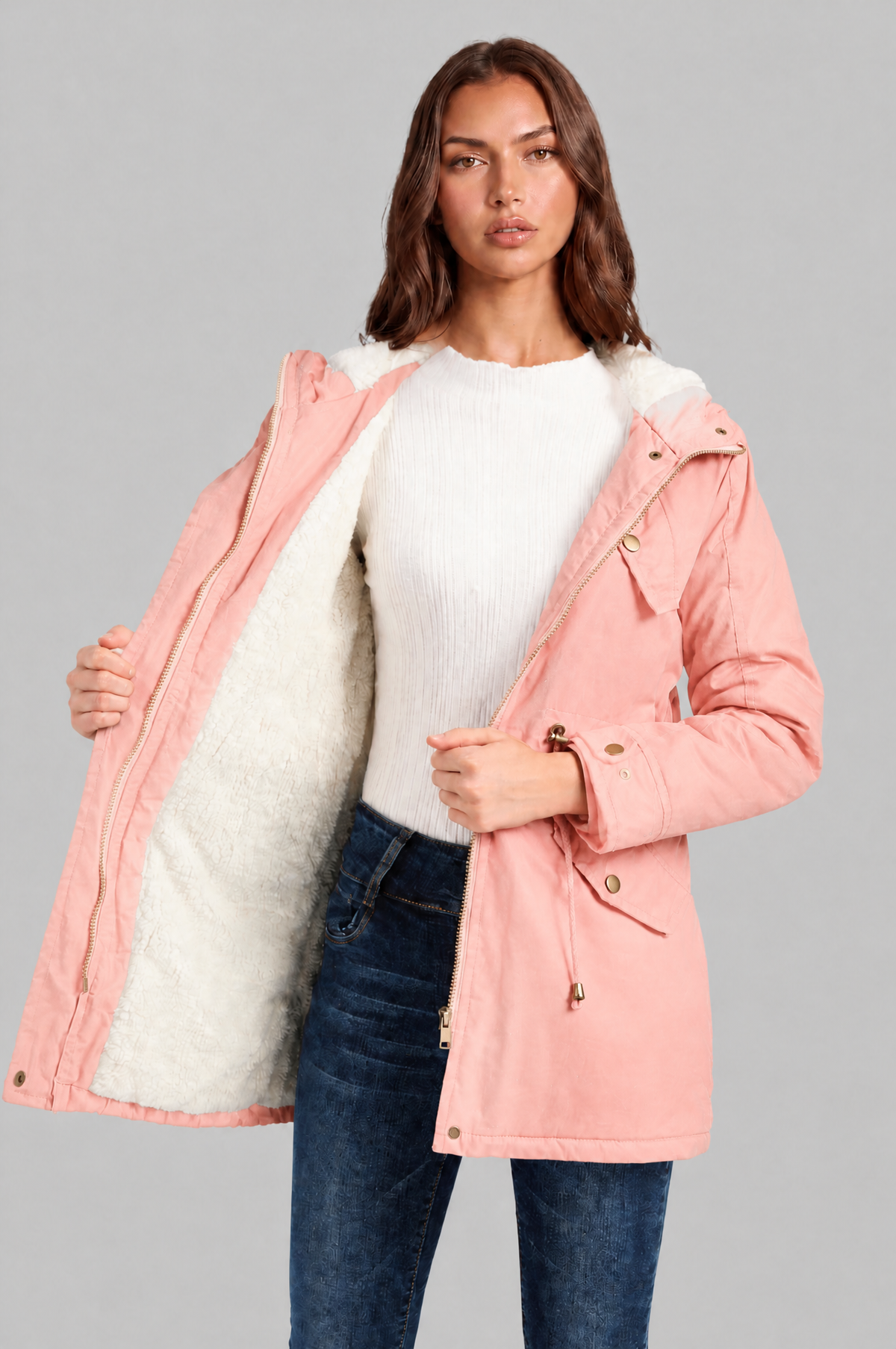 Hooded Winter Parka with Teddy Lining Audrey Calvero
