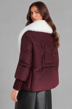 Puffer Jacket with Faux Fur Collar Audrey Calvero