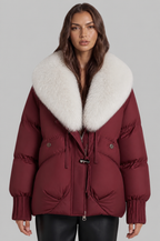Puffer Jacket with Faux Fur Collar Audrey Calvero