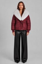Puffer Jacket with Faux Fur Collar Audrey Calvero