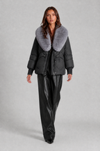 Puffer Jacket with Faux Fur Collar Audrey Calvero