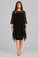 Layered Overlay Dress with Mesh Sleeves Audrey Calvero
