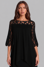 Layered Overlay Dress with Mesh Sleeves Audrey Calvero
