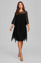 Layered Overlay Dress with Mesh Sleeves Audrey Calvero