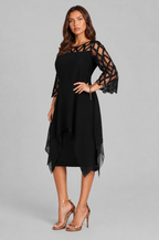 Layered Overlay Dress with Mesh Sleeves Audrey Calvero
